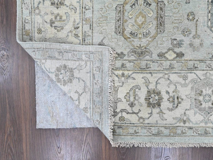 9'1" x 11'11" New Hand Knotted Green Wool Rectangle Oriental Rug - MOA10210532
