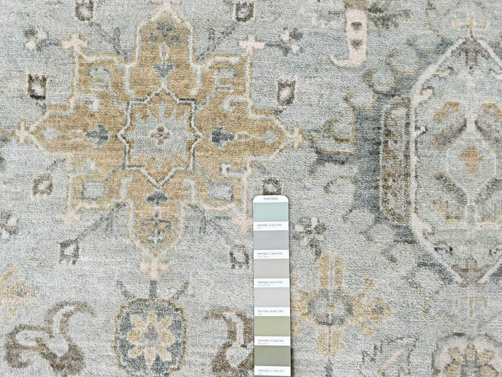 9'1" x 11'11" New Hand Knotted Green Wool Rectangle Oriental Rug - MOA10210532