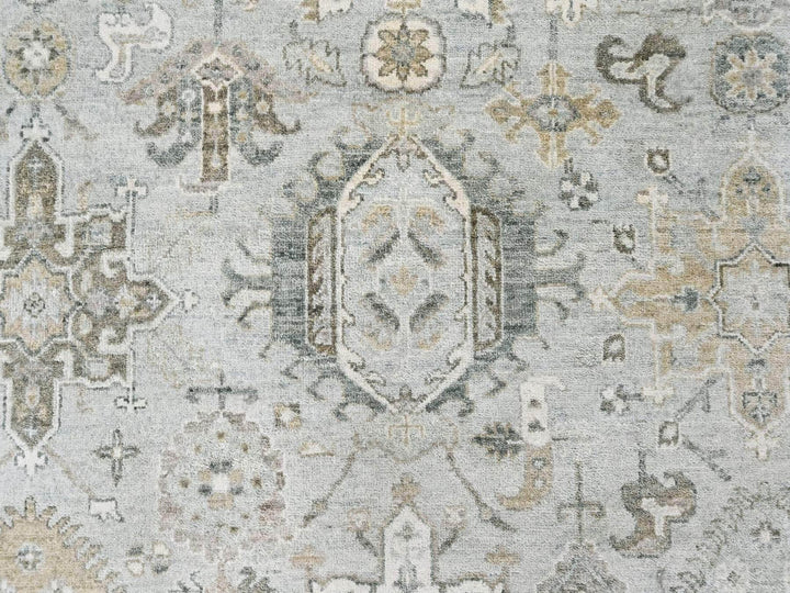 9'1" x 11'11" New Hand Knotted Green Wool Rectangle Oriental Rug - MOA10210532