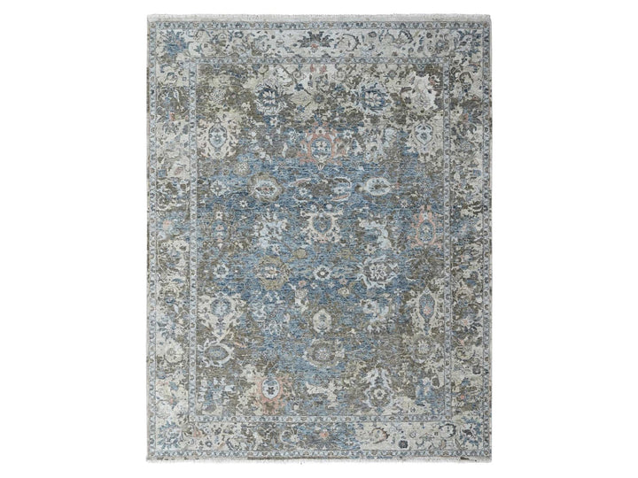 8'4" x 11'4" New Hand Knotted Blue Wool Rectangle Oriental Rug - MOA10210533