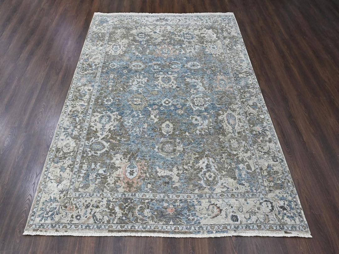 8'4" x 11'4" New Hand Knotted Blue Wool Rectangle Oriental Rug - MOA10210533