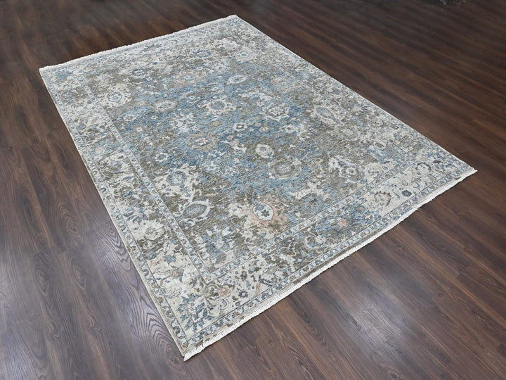 8'4" x 11'4" New Hand Knotted Blue Wool Rectangle Oriental Rug - MOA10210533