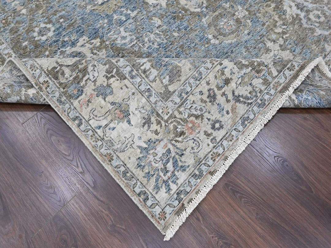 8'4" x 11'4" New Hand Knotted Blue Wool Rectangle Oriental Rug - MOA10210533