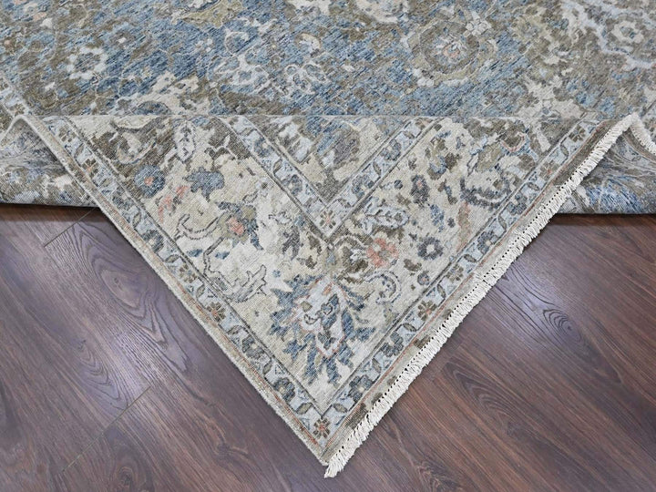 8'4" x 11'4" New Hand Knotted Blue Wool Rectangle Oriental Rug - MOA10210533