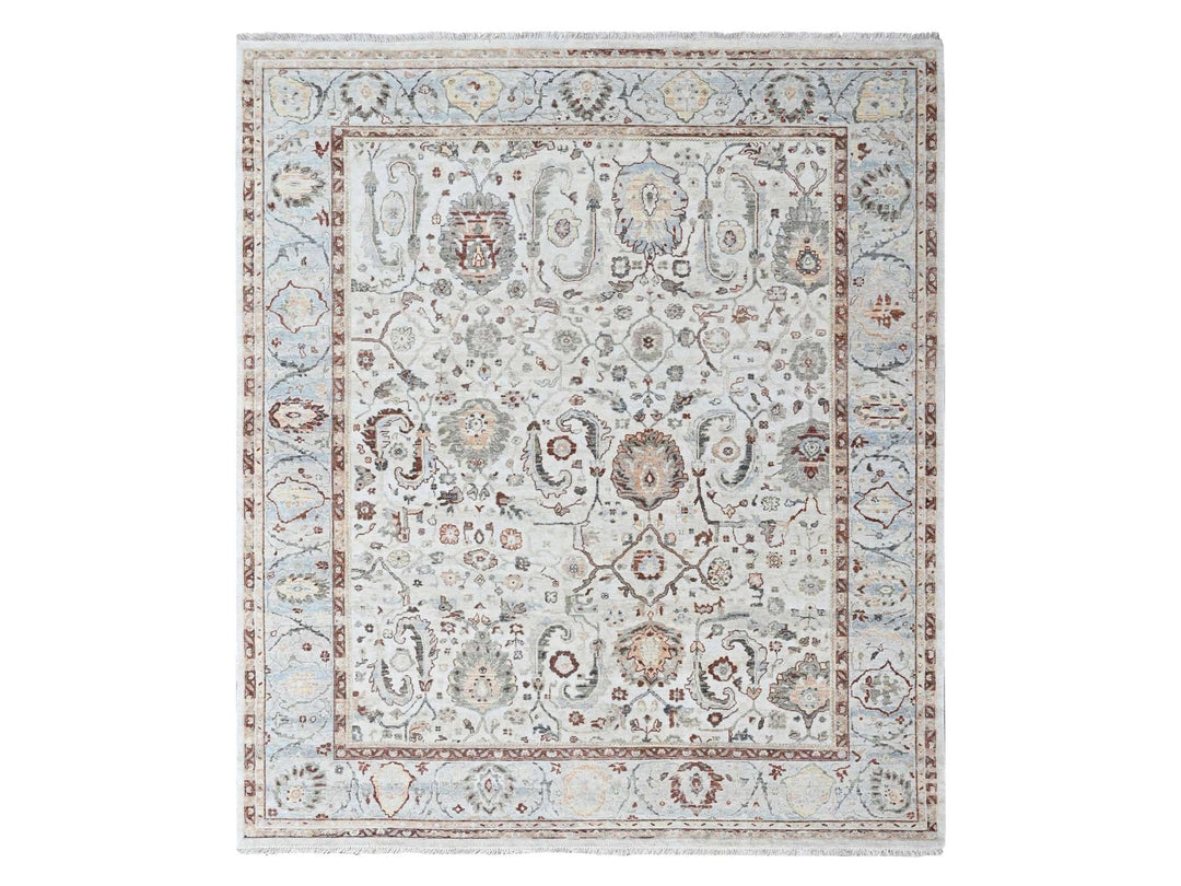 8'0" x 9'9" New Hand Knotted Ivory Wool Rectangle Oriental Rug - MOA10210534