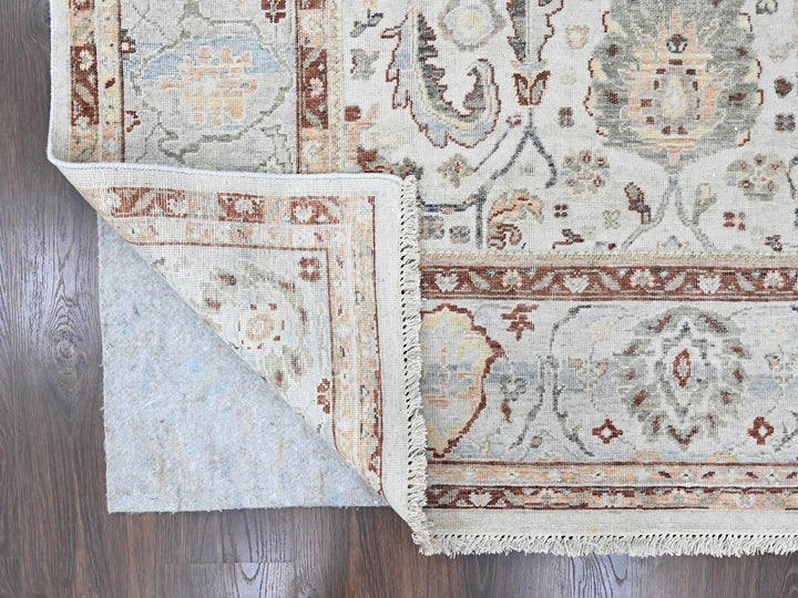 8'0" x 9'9" New Hand Knotted Ivory Wool Rectangle Oriental Rug - MOA10210534