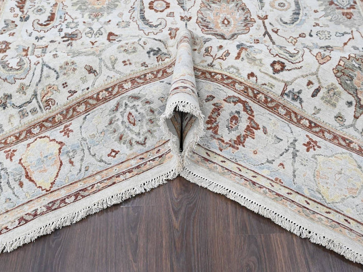 8'0" x 9'9" New Hand Knotted Ivory Wool Rectangle Oriental Rug - MOA10210534