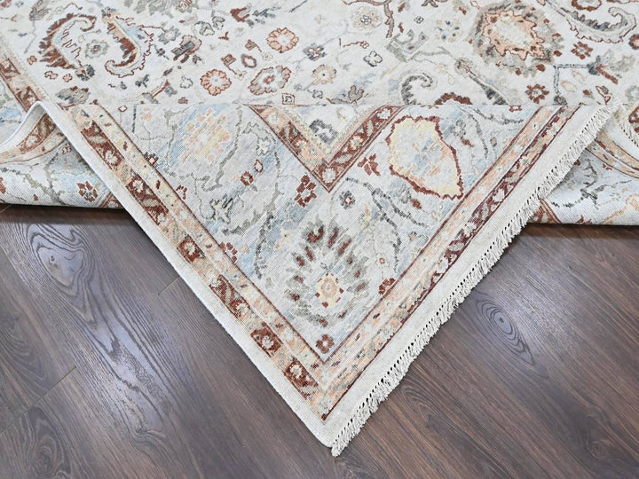 8'0" x 9'9" New Hand Knotted Ivory Wool Rectangle Oriental Rug - MOA10210534