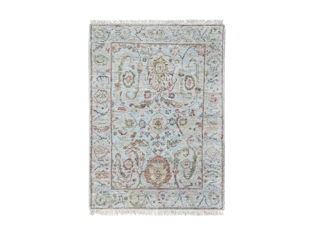 2'0" x 2'10" New Hand Knotted Grey Wool Rectangle Oriental Rug - MOA10210535