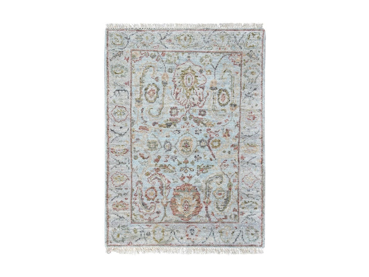 2'0" x 2'10" New Hand Knotted Grey Wool Rectangle Oriental Rug - MOA10210535