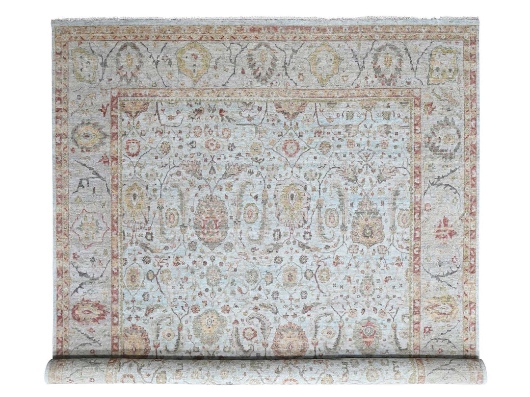 12'0" x 14'11" New Hand Knotted Grey Wool Rectangle Oriental Rug - MOA10210536