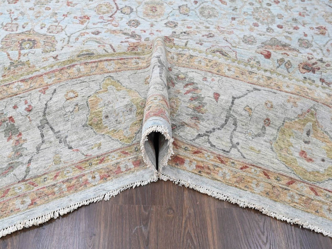 12'0" x 14'11" New Hand Knotted Grey Wool Rectangle Oriental Rug - MOA10210536