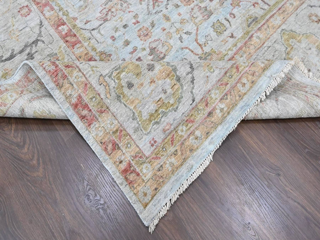 12'0" x 14'11" New Hand Knotted Grey Wool Rectangle Oriental Rug - MOA10210536