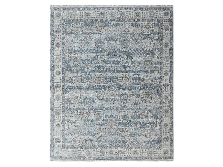 8'0" x 10'1" New Hand Knotted Grey Wool Rectangle Oriental Rug - MOA10210537