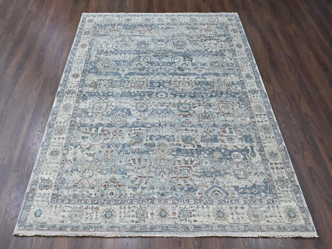 8'0" x 10'1" New Hand Knotted Grey Wool Rectangle Oriental Rug - MOA10210537
