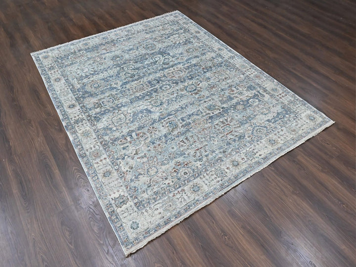 8'0" x 10'1" New Hand Knotted Grey Wool Rectangle Oriental Rug - MOA10210537