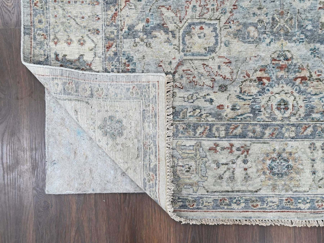 8'0" x 10'1" New Hand Knotted Grey Wool Rectangle Oriental Rug - MOA10210537