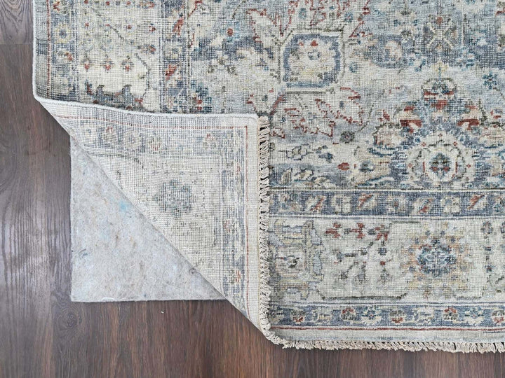 8'0" x 10'1" New Hand Knotted Grey Wool Rectangle Oriental Rug - MOA10210537