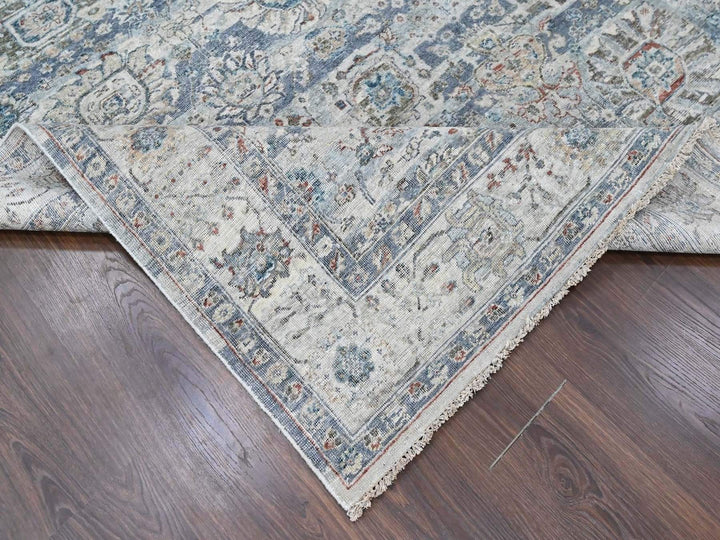 8'0" x 10'1" New Hand Knotted Grey Wool Rectangle Oriental Rug - MOA10210537