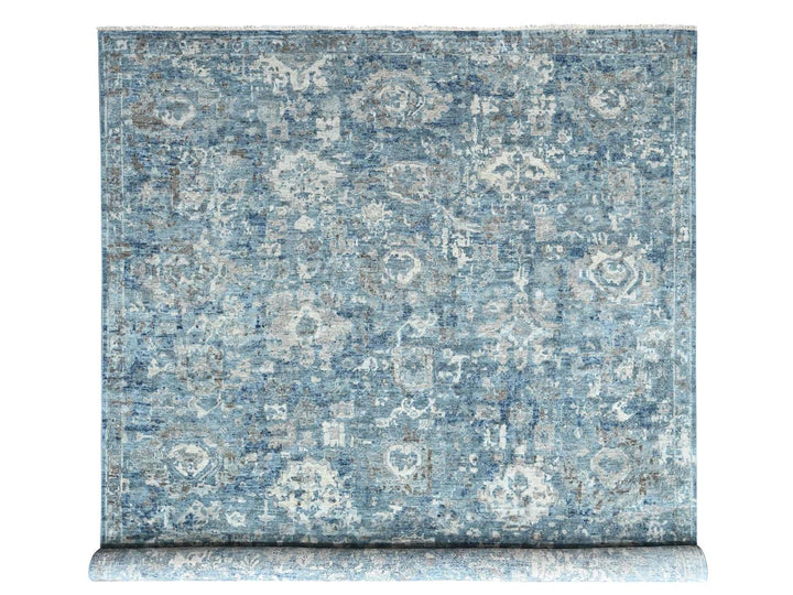 9'10" x 13'10" New Hand Knotted Blue Wool Rectangle Oriental Rug - MOA10210538