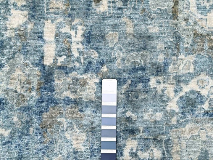 9'10" x 13'10" New Hand Knotted Blue Wool Rectangle Oriental Rug - MOA10210538