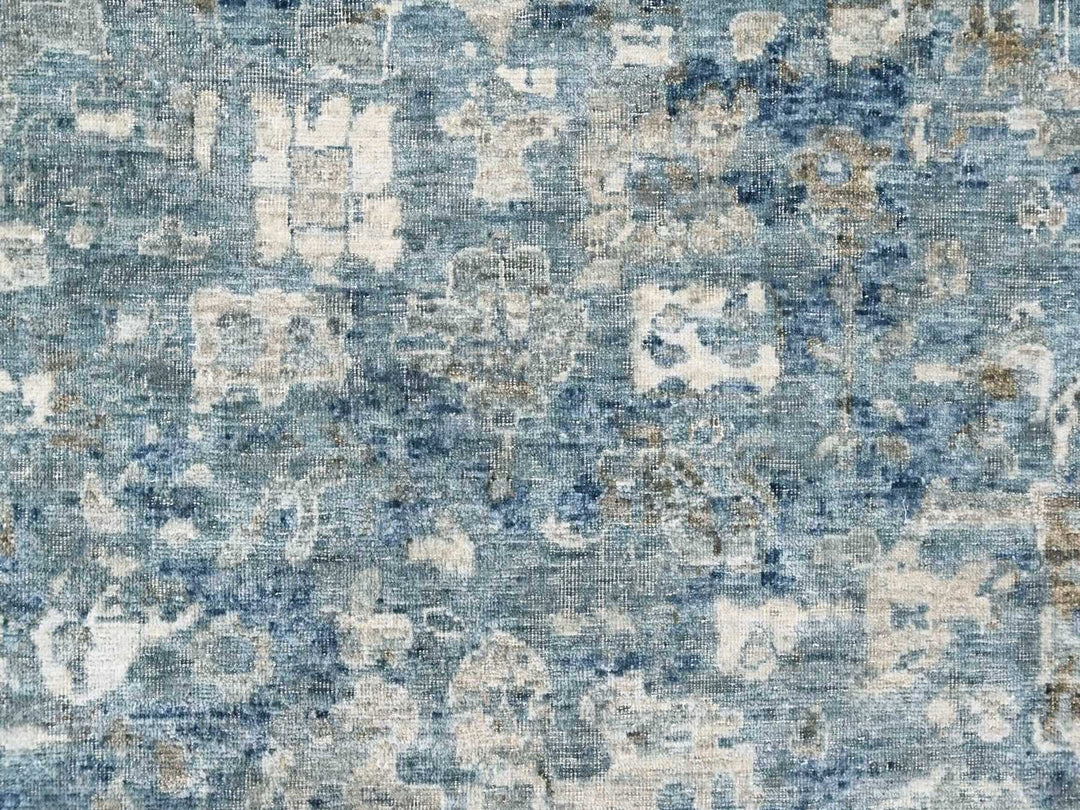 9'10" x 13'10" New Hand Knotted Blue Wool Rectangle Oriental Rug - MOA10210538
