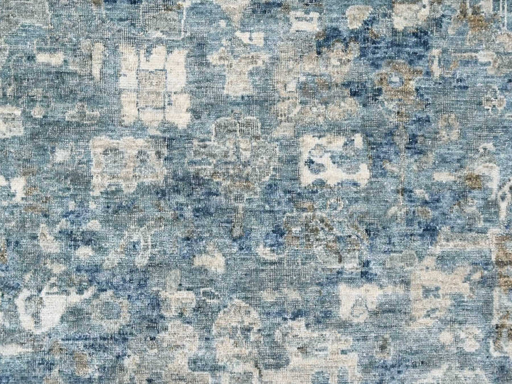 9'10" x 13'10" New Hand Knotted Blue Wool Rectangle Oriental Rug - MOA10210538