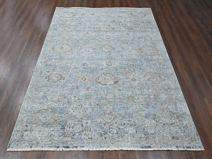9'0" x 11'10" New Hand Knotted Grey Wool Rectangle Oriental Rug - MOA10210539