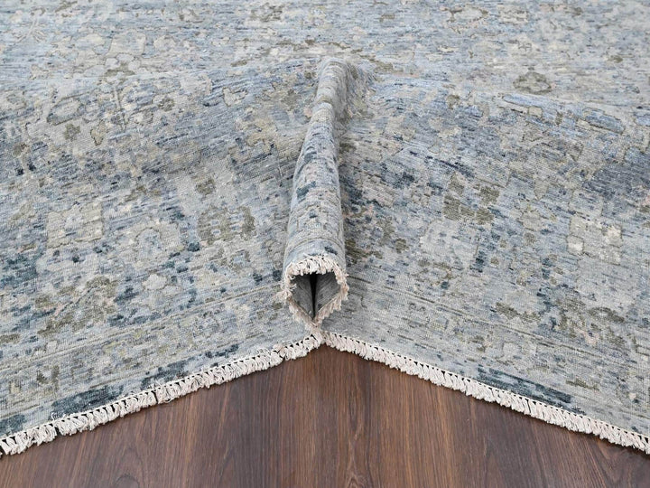 9'0" x 11'10" New Hand Knotted Grey Wool Rectangle Oriental Rug - MOA10210539