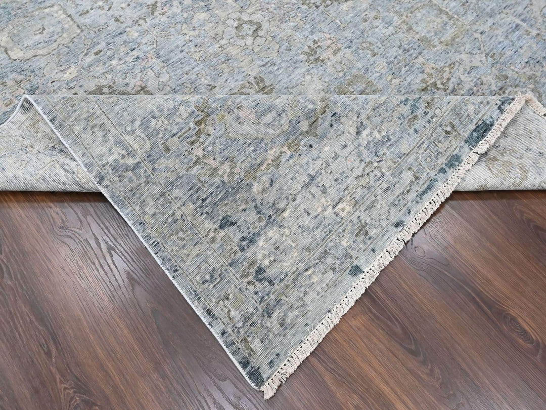 9'0" x 11'10" New Hand Knotted Grey Wool Rectangle Oriental Rug - MOA10210539