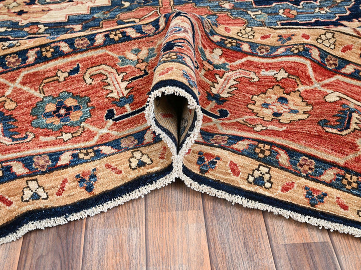 11'11" x 18'9" New Hand Knotted Blue Wool Rectangle Oriental Rug - MOA1021053