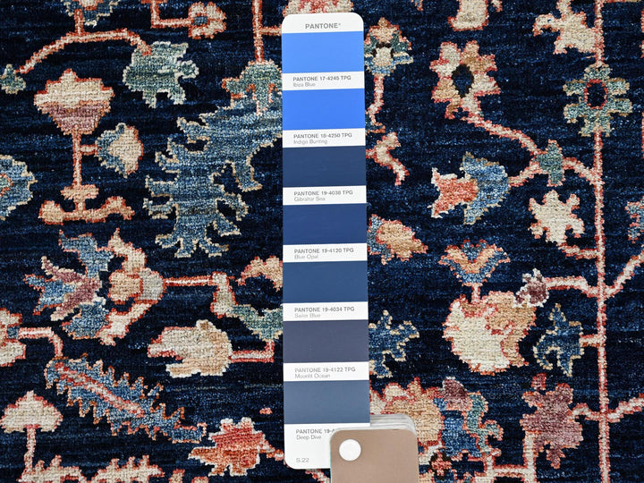 11'11" x 18'9" New Hand Knotted Blue Wool Rectangle Oriental Rug - MOA1021053