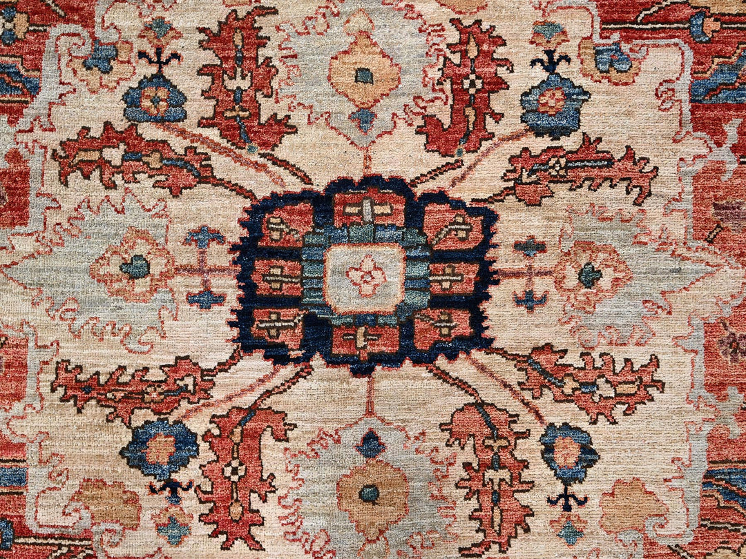 11'11" x 18'9" New Hand Knotted Blue Wool Rectangle Oriental Rug - MOA1021053