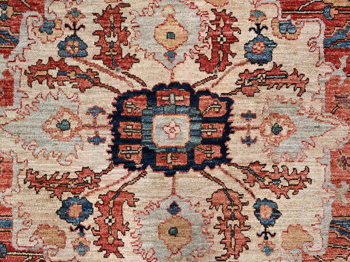 11'11" x 18'9" New Hand Knotted Blue Wool Rectangle Oriental Rug - MOA1021053