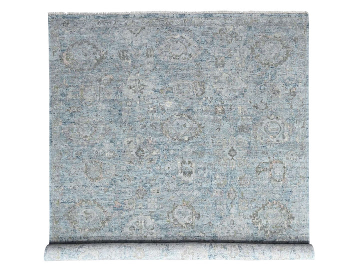9'11" x 14'0" New Hand Knotted Grey Wool Rectangle Oriental Rug - MOA10210540