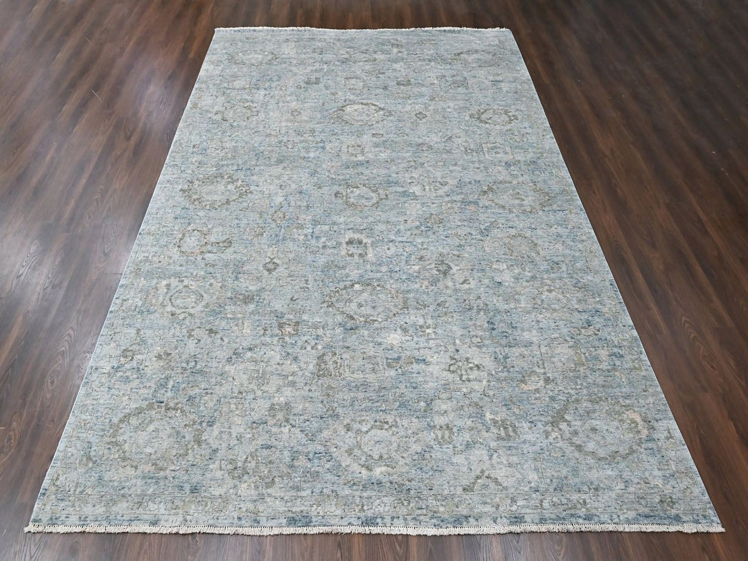9'11" x 14'0" New Hand Knotted Grey Wool Rectangle Oriental Rug - MOA10210540