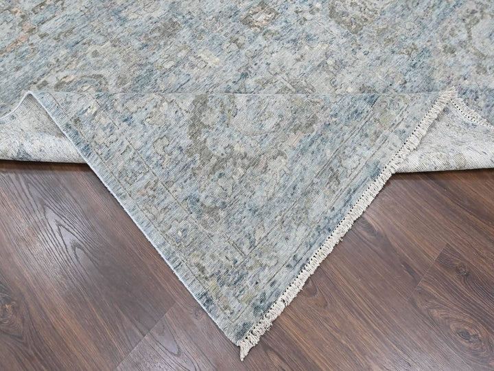 9'11" x 14'0" New Hand Knotted Grey Wool Rectangle Oriental Rug - MOA10210540