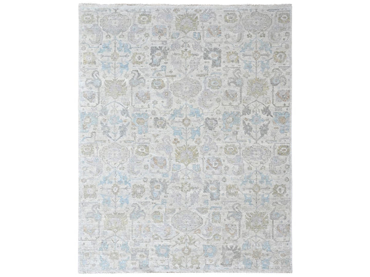 8'9" x 11'10" New Hand Knotted Ivory Wool Rectangle Oriental Rug - MOA10210541