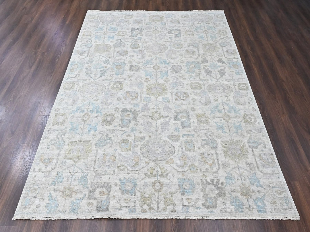 8'9" x 11'10" New Hand Knotted Ivory Wool Rectangle Oriental Rug - MOA10210541
