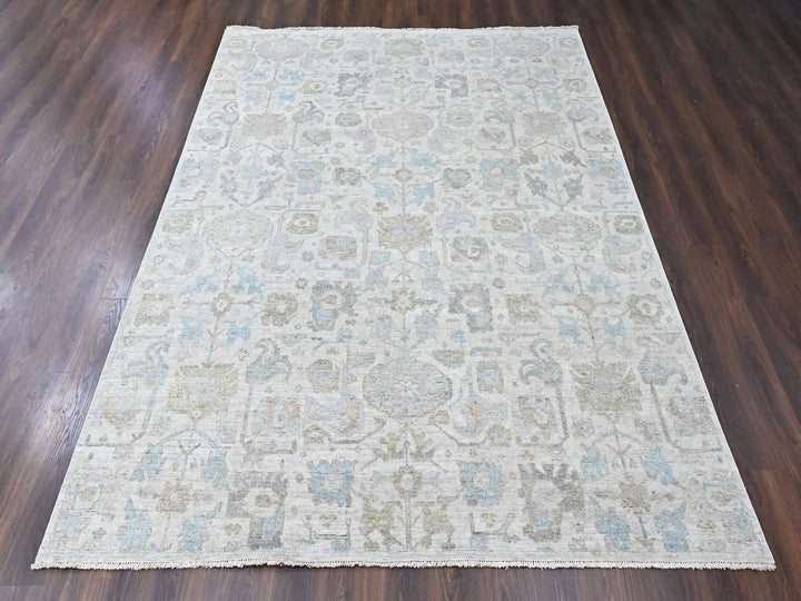 8'9" x 11'10" New Hand Knotted Ivory Wool Rectangle Oriental Rug - MOA10210541