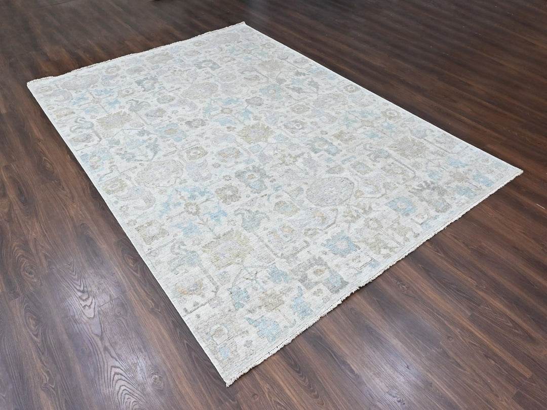 8'9" x 11'10" New Hand Knotted Ivory Wool Rectangle Oriental Rug - MOA10210541