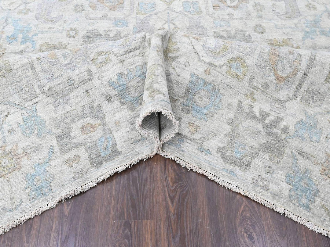 8'9" x 11'10" New Hand Knotted Ivory Wool Rectangle Oriental Rug - MOA10210541