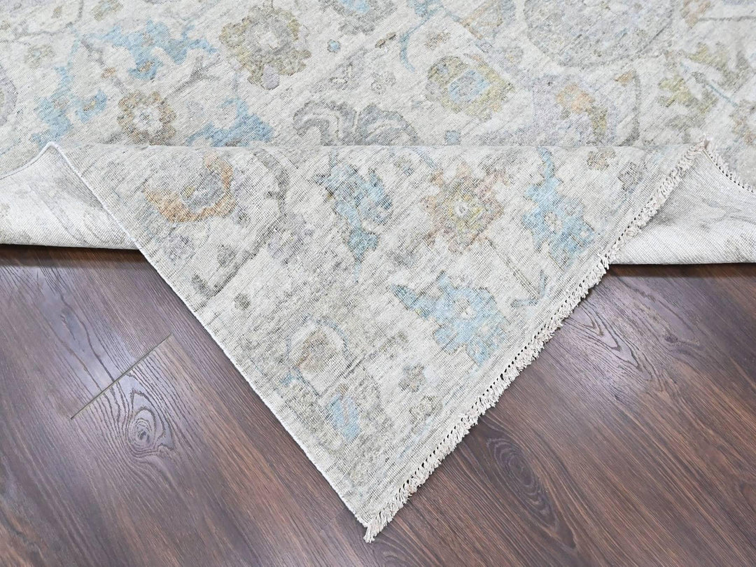 8'9" x 11'10" New Hand Knotted Ivory Wool Rectangle Oriental Rug - MOA10210541