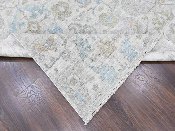 8'9" x 11'10" New Hand Knotted Ivory Wool Rectangle Oriental Rug - MOA10210541