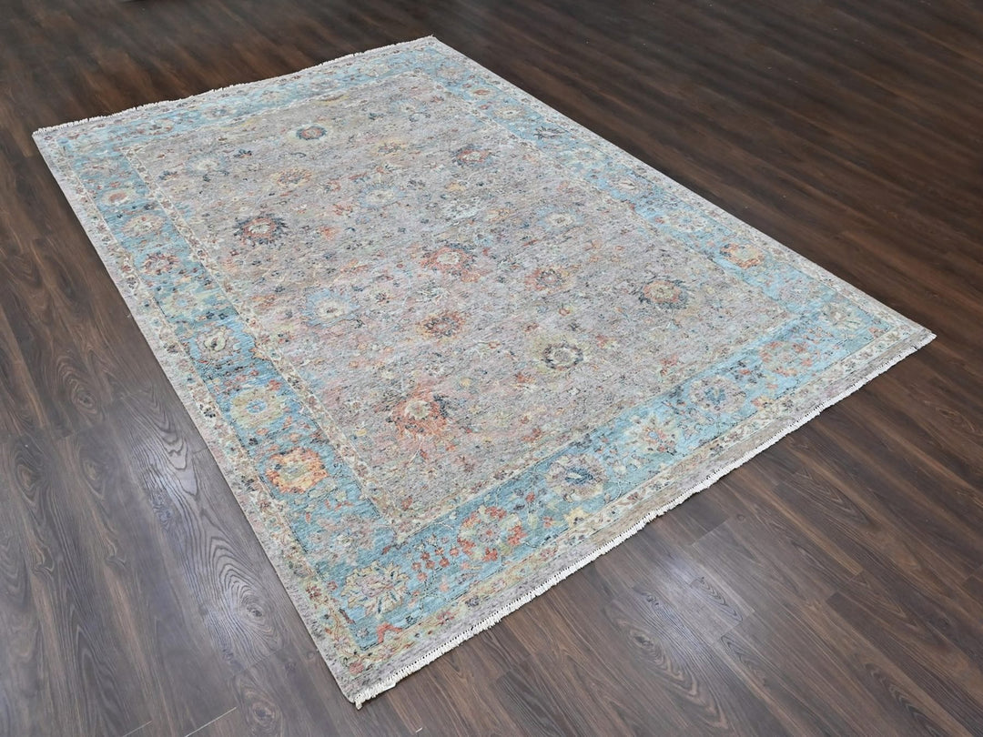 8'11" x 12'2" New Hand Knotted Pink Wool Rectangle Oriental Rug - MOA10210542