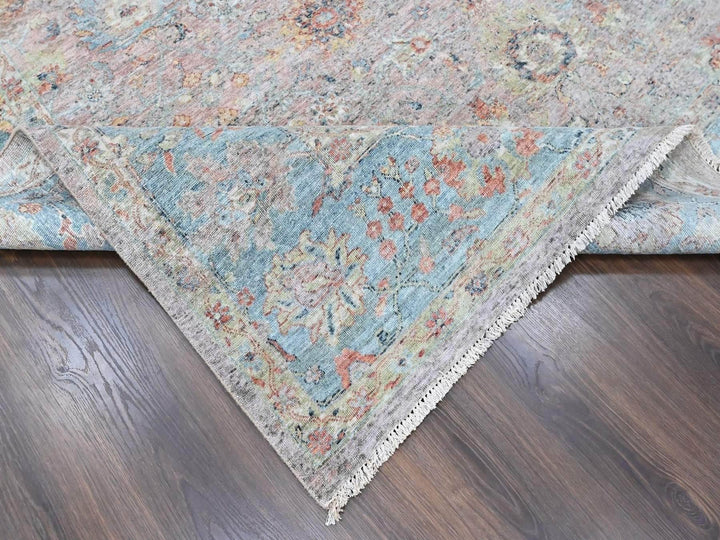 8'11" x 12'2" New Hand Knotted Pink Wool Rectangle Oriental Rug - MOA10210542