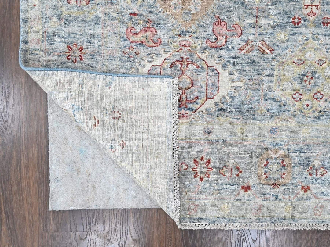 7'10" x 9'10" New Hand Knotted Blue Wool Rectangle Oriental Rug - MOA10210543