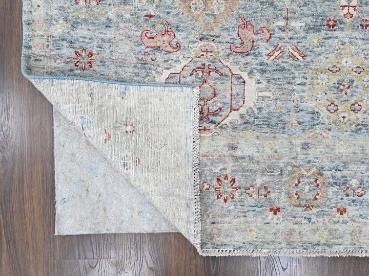 7'10" x 9'10" New Hand Knotted Blue Wool Rectangle Oriental Rug - MOA10210543