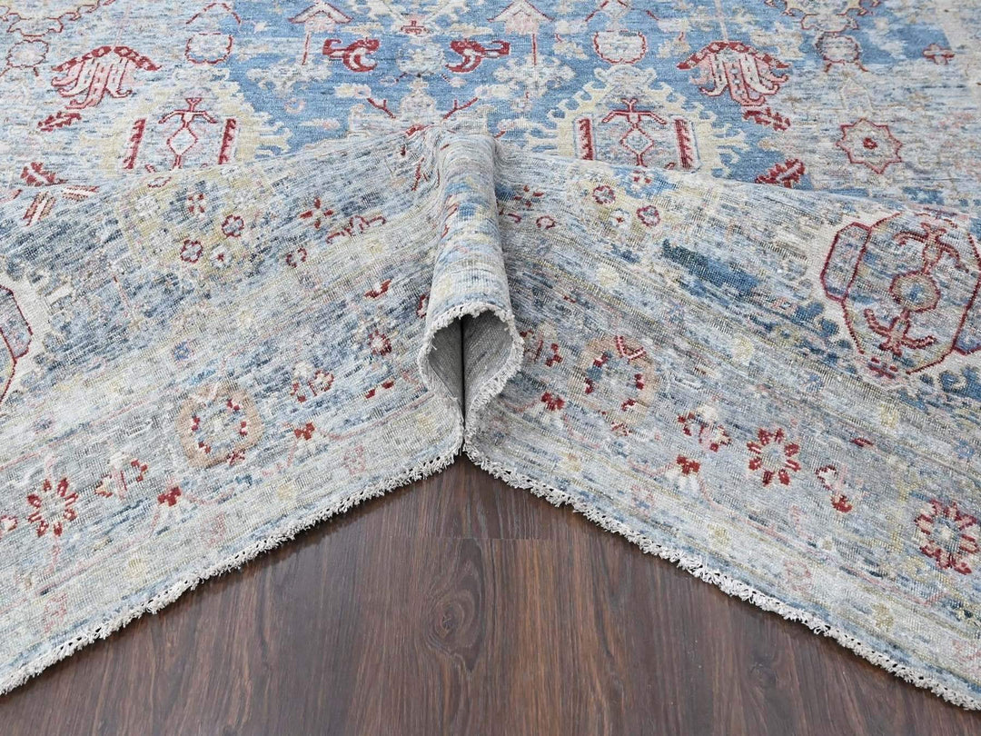 7'10" x 9'10" New Hand Knotted Blue Wool Rectangle Oriental Rug - MOA10210543