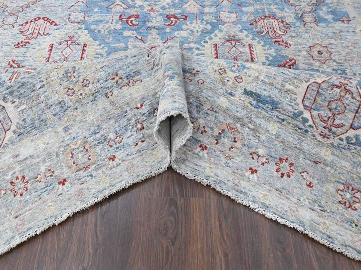 7'10" x 9'10" New Hand Knotted Blue Wool Rectangle Oriental Rug - MOA10210543